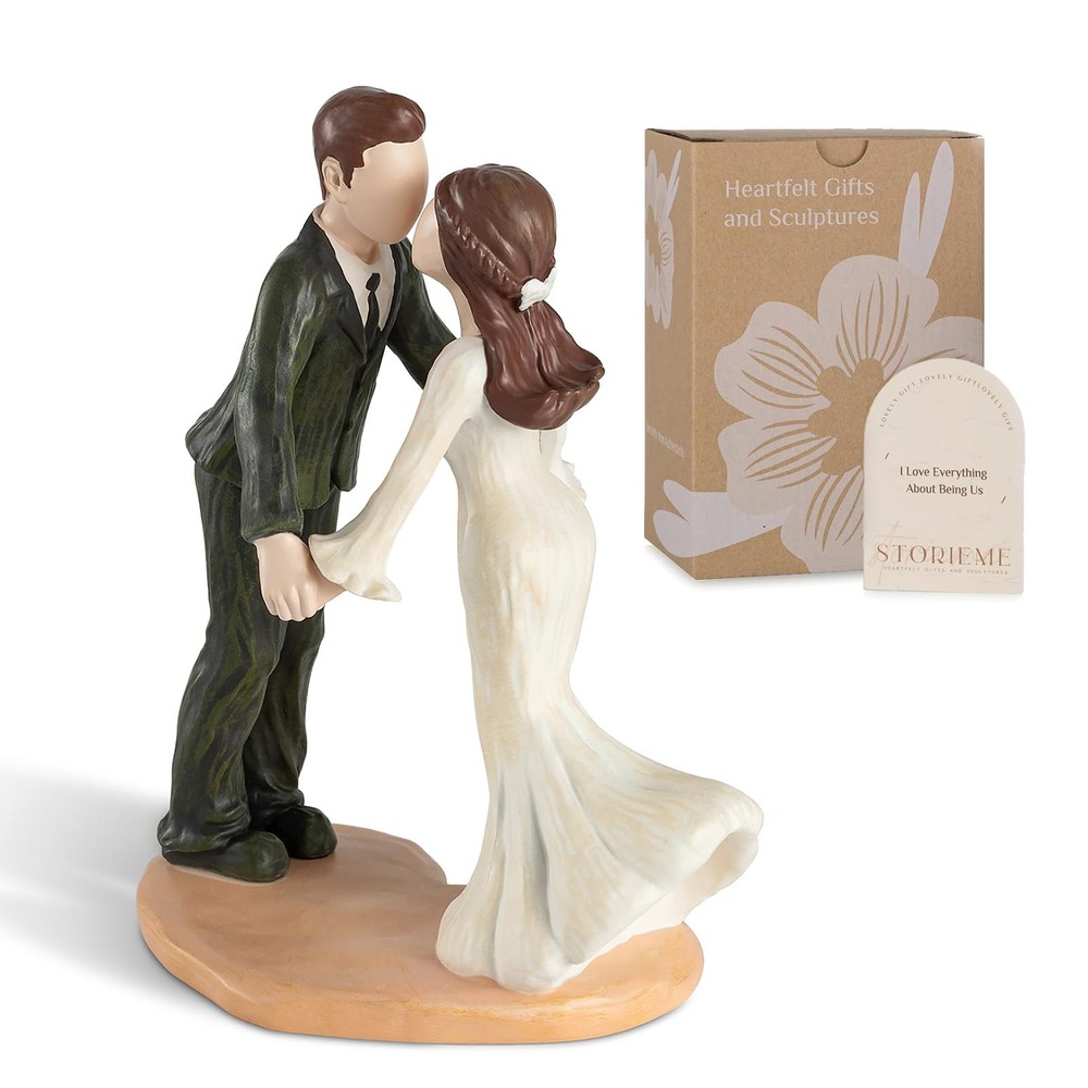 Storieme Bride and Groom Cake Topper: 5.3″ Elegant Wedding Toppers for Cake -…