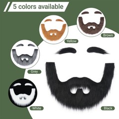 Full Fake Beard and Eyebrows Brown Self Adhesive Realistic Costume Facial Hai…