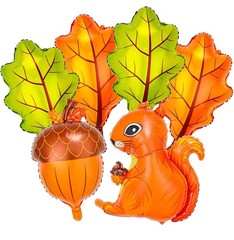 24 Fall Thanksgiving Mylar Balloon Maple Oak Leaf Acorn Pumpkin Squirrel Turkey