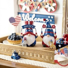Compact Americana Gnomes with Pets – Ideal 4th of July & Memorial Day Decor