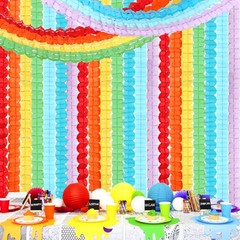 Rainbow Red-Orange Green-Blue Purple Streamers Garland – 12pcs Colorful Theme…
