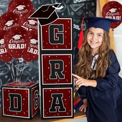 2026 Graduation Decoration Set – Class of 2025 Balloon Boxes in Maroon and Black