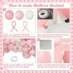 Coquette Birthday Decorations 145 Pcs Pink and White Balloon Garland Arch Kit…
