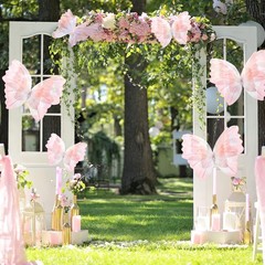 6 Pcs Large Gradient Pink Butterfly Decorations Mariposas Grandes para Decoracio
