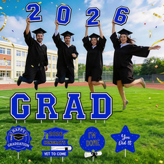 12Pcs 2026 Graduation Yard Signs with Stakes Congrats Grad Outdoor Lawn Decor