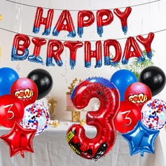 Cartoon Hero 40 Inch Red and Blue Spider Theme Number Foil Birthday Decoratio…