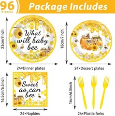 Delightful 96-Pc Bee Party Supplies – Baby Shower & Gender Reveal Essentials