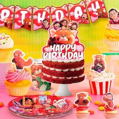 Turning Red Birthday Party Decorations,Turning Red Party Supplies &Tableware Set