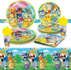 Pokémon tableware party set balloons kids birthday Supplies Plates Cups Pikachu