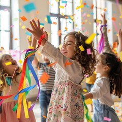 Rainbow Dance Ribbons Multicolor Hand Wrist Streamers Kids Party Decorations
