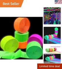 Vibrant 4-Roll Fluorescent Paper Streamers – Perfect for Neon Parties
