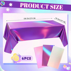 6 Pcs Kpop Theme Party Purple & Pink & Silver Iridescent Party Tablecloth 54 X 1