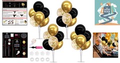 Black Gold Balloon Centerpiece Kit for 40th-70th Birthdays & Events