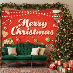 KatchOn, XtraLarge Merry Christmas Banner – 72X44 Inch, Candy, socks and tree