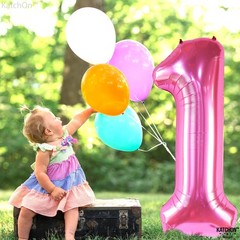 , Hot Pink 1 Balloon Number for First Birthday – 40 Inch | Number One Balloon…