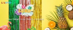 Hawaiian Luau Party Decorations, 2 Pack of 3.3×6.6 ft Green Brown and Yellow