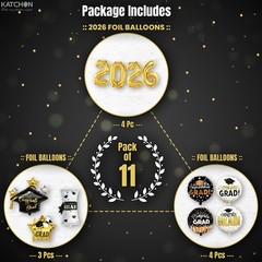 Graduation Decorations 2026 Graduation Balloons Set – Pack of 11 | Big, 28 In…