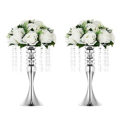 Sziqiqi Floral Riser Silver Tall Flower Stand Crystal Beads For Event Party