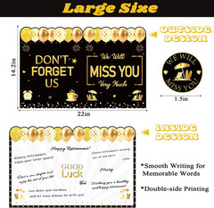 We Will Miss You Jumbo Retirement Greeting Card 22 X 14 Inch, Black Gold Large F