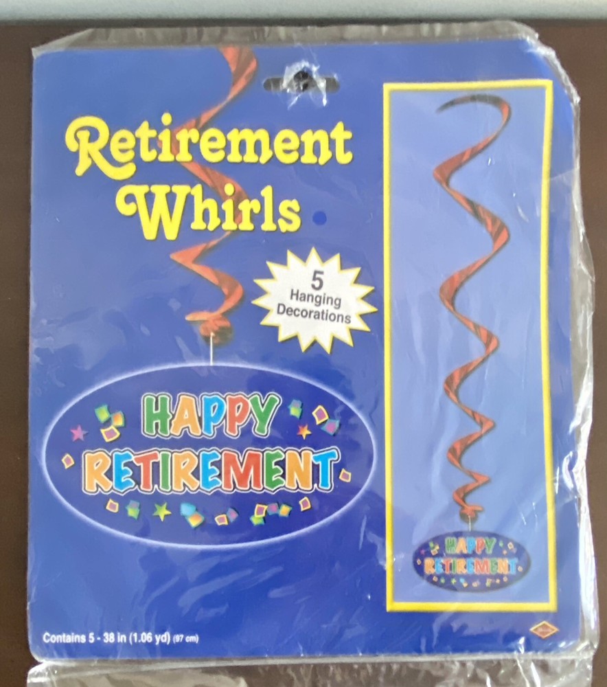 HAPPY RETIREMENT Whirls Hanging Party Decor, Three Count. See **