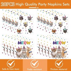 Eco-Friendly 41Pc Cat Theme Party Kit – Plates, Napkins & Tablecloth included