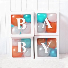 Reusable Transparent Baby Shower Block Boxes – Perfect for Gender Reveals – 4PCS