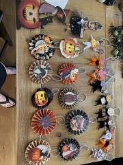 Halloween Cutout Decorations Lot -Cat-Some Vintage, some handmade!