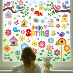 Vibrant Spring & Summer Window Clings – 9 Sheets 127PCS Classroom