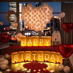 Happy Birthday Decorations, Include Light up Letters, with Tea Happy Brithday