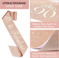 90th Birthday Celebration Essentials with Rose Gold Crown and Numeral Candles