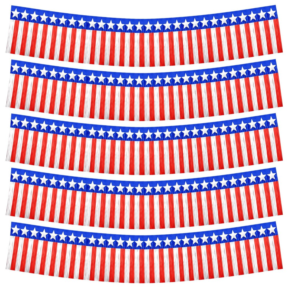 Yuxung 5 Pcs 4Th Of July Parade Float Decorations 100Ft Patriotic Foil Fringe