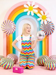 Colorful Swirl Round Balloons Decorations Set, Rainbow Spiral Foil Balloons f…