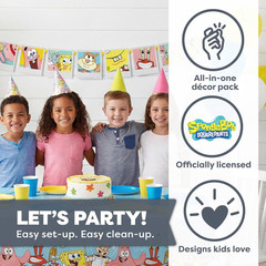 Spongebob Table Cloth and Birthday Banner | Spongebob Birthday Decorations and P