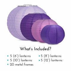 Ultimate 20-Piece Purple Variety Paper Lantern Party Pack – Assorted Sizes of 6″