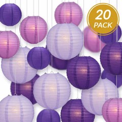 Ultimate 20-Piece Purple Variety Paper Lantern Party Pack – Assorted Sizes of 6″