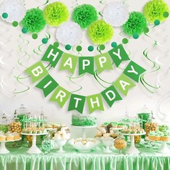 Happy Birthday Decorations Pack of 20, Pom Pom Tissue Swirl Garland Banner