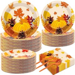 Disposable Thanksgiving Plates and Napkins Set – 200PCS for Effortless Cleanup