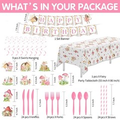 Enchanted Fairy Birthday Party Decorations Set – Plates, Napkins, Cups & More fo