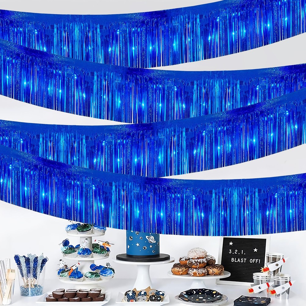 4 Pack Each 10Ft Foil Fringe Garland Parade Floats for Trailer Car, Glitter B…