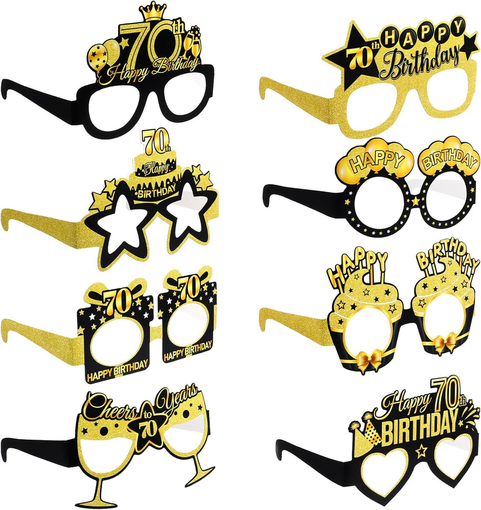 8 Pcs 70Th Birthday Party Eyeglasses, Funny Photo Booth Props Paper Sunglasses f
