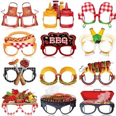 36 Pcs BBQ Party Decorations Eyeglasses Barbecue Themed Paper Glasses Decor B…