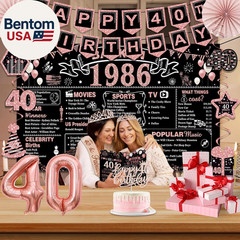 40Th Birthday Decorations for Women,32Pcs Back in 1986 Birthday Party Decoration