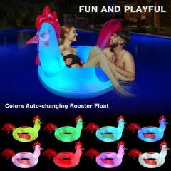 Inflatable Pool Floats with Lights, 63″ Chicken Pool Floaties with Solar Powered