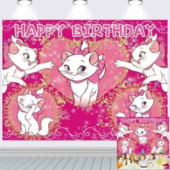 Marie Cat Party Decor Birthday Backdrop Banner Girls Baby Shower Vinyl 7x5ft
