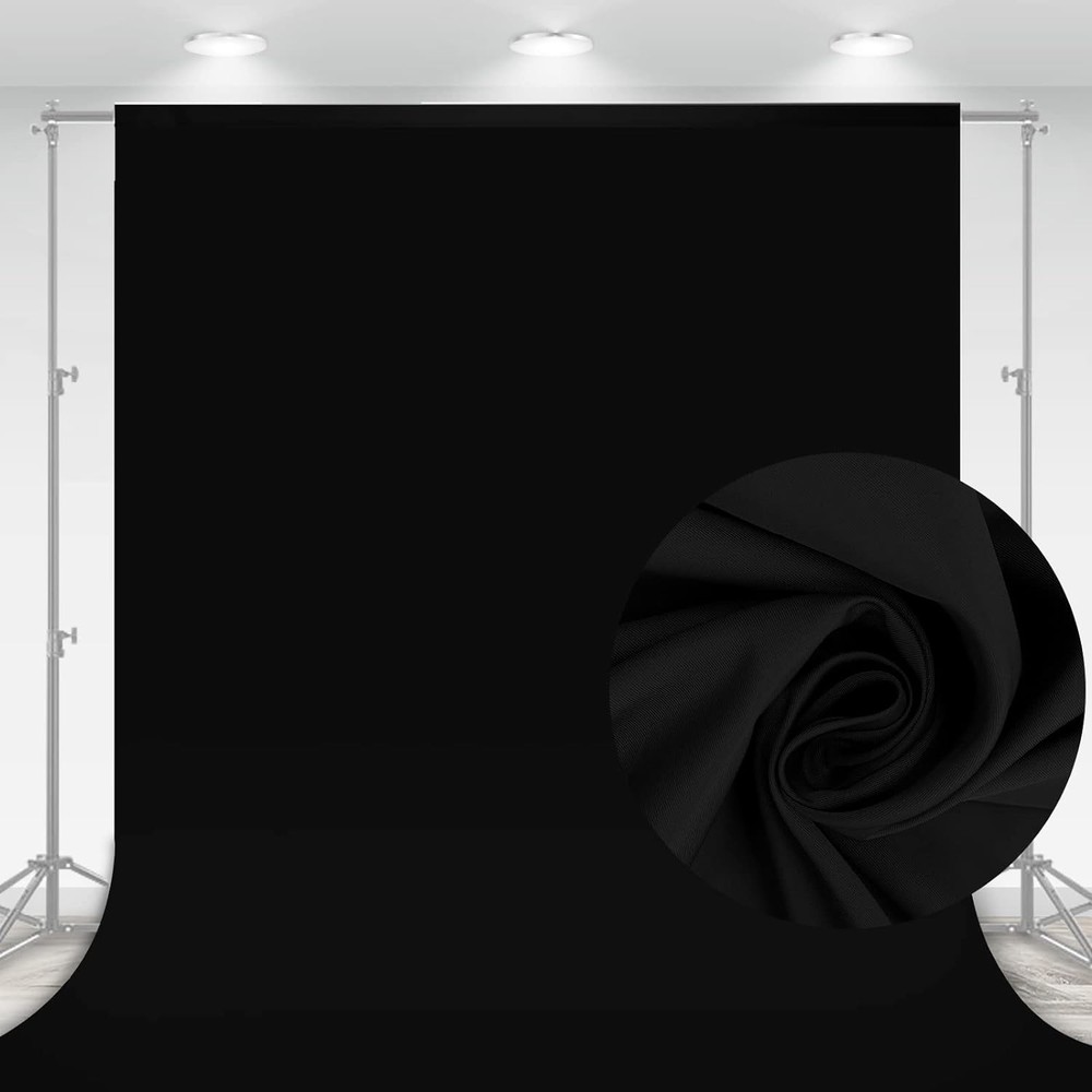 10 x 7 FT Black Backdrop Background for Photography, High Density Polyester