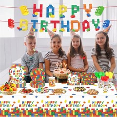 Complete 177 Pcs Building Block Themed Party Set – Perfect for Boys’ Birthdays