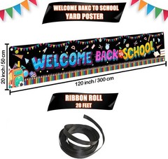 Vibrant School-Themed 120×20 Inch Welcome Back to School Banner – Decorative