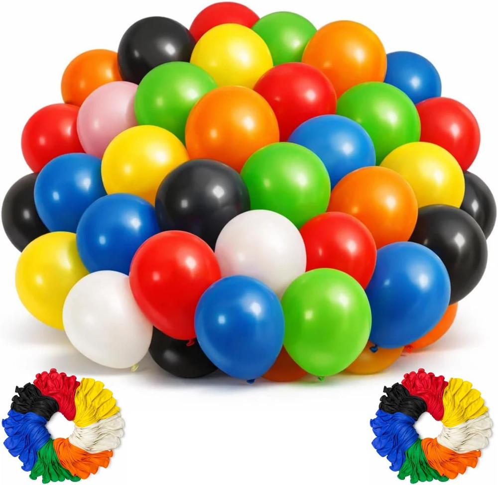 Rainbow 200 Pcs Assorted Latex Party Balloons – Multicolor Ideal for Birthday, A
