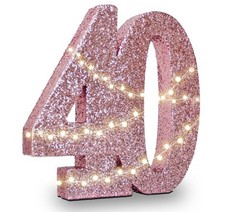 40th Birthday/Anniversary Decoration. Rose Gold Glitter.