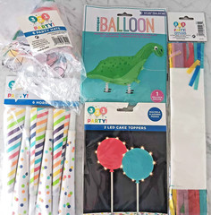 321 Party! Birthday Balloons LED CAKE TOPPER, HATS, HORNS, TABLE RUNNER 5 NEW